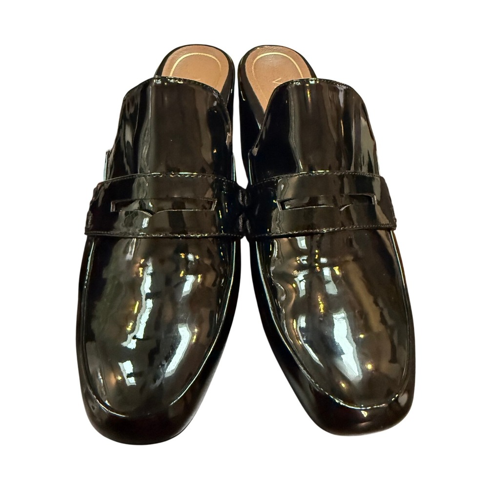 Vionic Annabel Patent Leather Mules‎ Loafers Block Heel Slip On Black Size 8